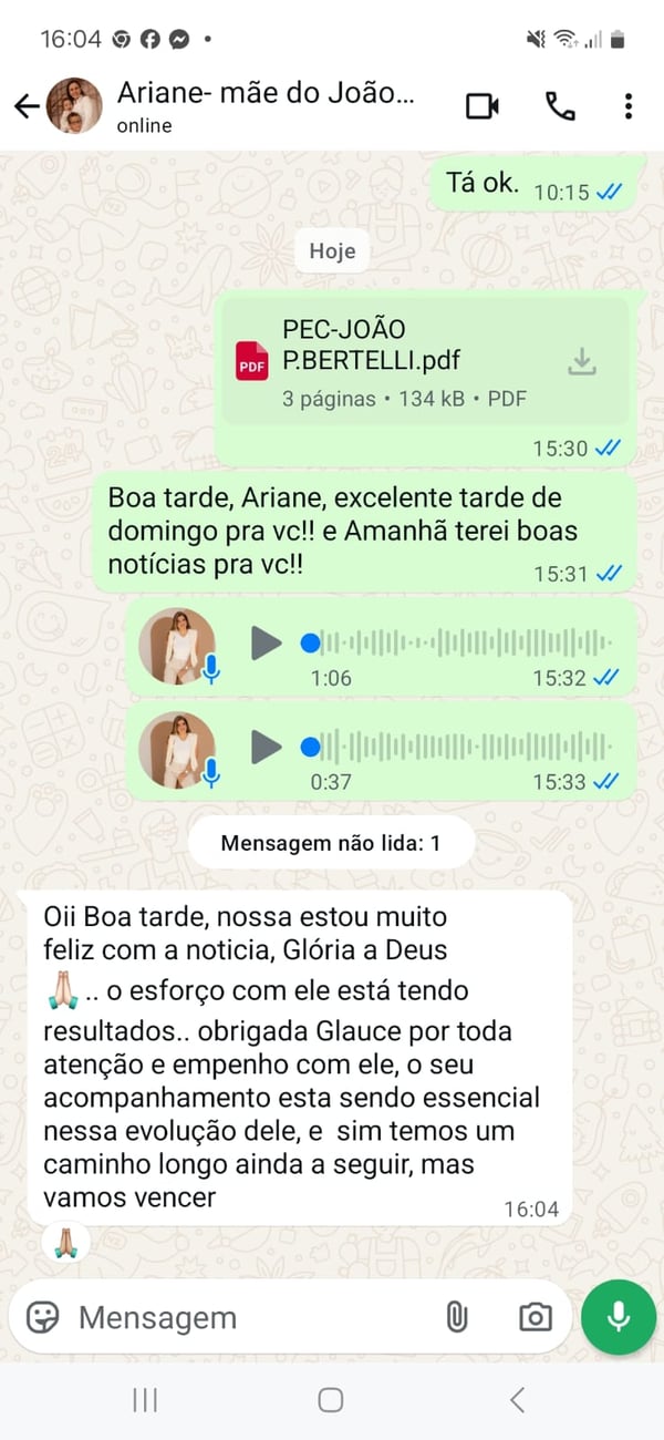 Print de mensagem de Ariane