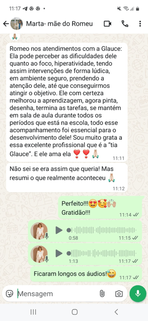 Print de mensagem de Marta